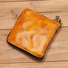 Load image into Gallery viewer, Retro Handmade Zipper Leather Wallet
