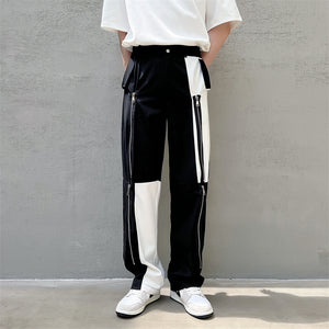 Multi-Zip Casual Straight Leg Pants