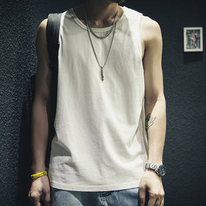 Solid Color Loose Sleeveless T-shirt