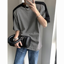 Load image into Gallery viewer, Striped Panel Short Sleeve T-shirt
