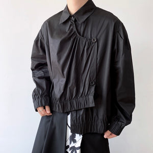 Dark Irregular Placket Lightweight Jacket