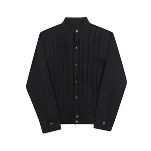 Pleated Stand Collar Jacket