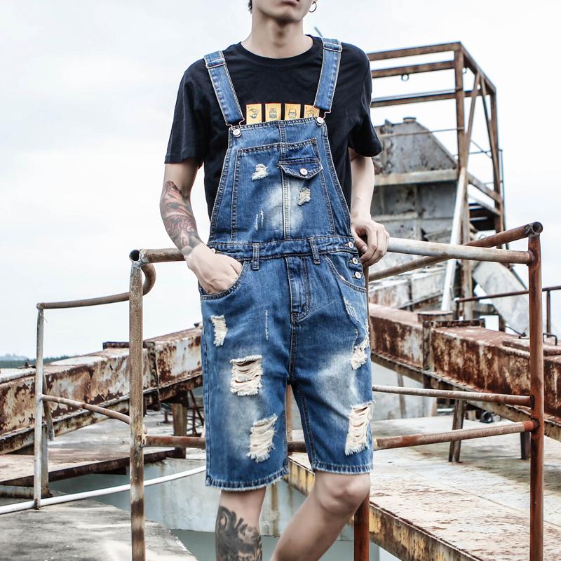 Loose Retro Denim Ripped Overalls