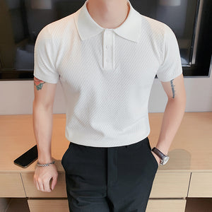 Thin Knit Lapel Slim Polo Shirt