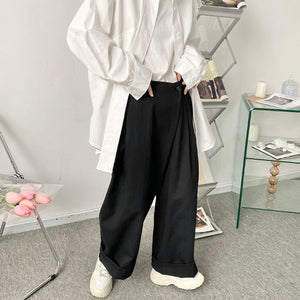 Wide Leg Asymmetric Cropped Casual Pants