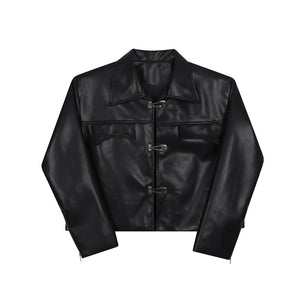 Metal Design PU Leather Jacket