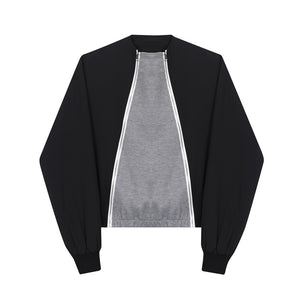 Contrast Panel Zip Cropped Jacket