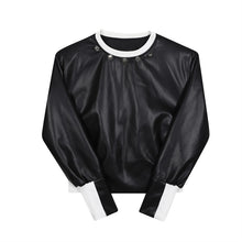 Load image into Gallery viewer, Short PU Leather Sweatshirt
