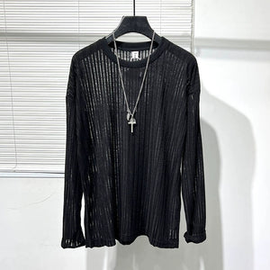 Round Neck translucent Long Sleeve T-shirt