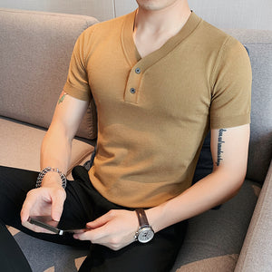 V-Neck Slim Fit Knit T-Shirt