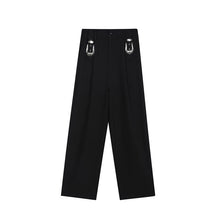 Load image into Gallery viewer, Dark Metal Buckle Trim Straight Pants
