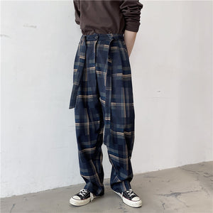 Retro Plaid Casual Straight Harem Pants