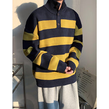 Load image into Gallery viewer, Half Turtleneck Button block Color Sweater
