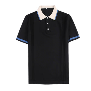 Contrast Lapel Knit Polo Shirt