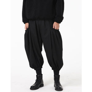 Loose Pocket Mid-rise Harem Pants