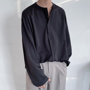 Collarless Loose Sleeve Long Sleeve Shirt