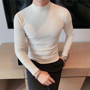 Slim Fit Striped Turtleneck T-shirt