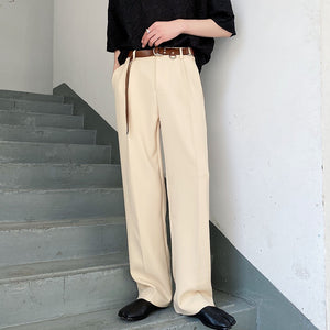 Draped Straight Casual Wide Leg Trousers