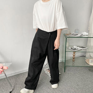 Wide Leg Asymmetric Cropped Casual Pants