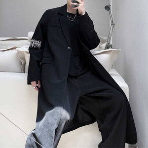 Dark Sleeve Embroidered Long Coat