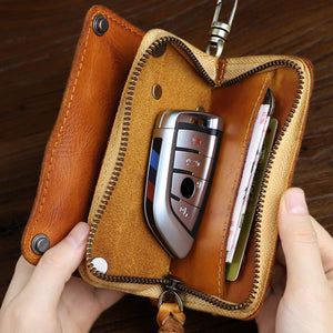 Retro Handmade Leather Wallet Key Bag