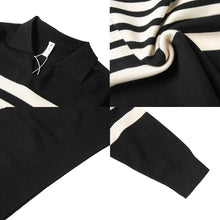 Load image into Gallery viewer, Striped Long-sleeve Knitted Polo Shirt
