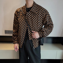 Load image into Gallery viewer, Checkerboard Lapel Cropped Jacket
