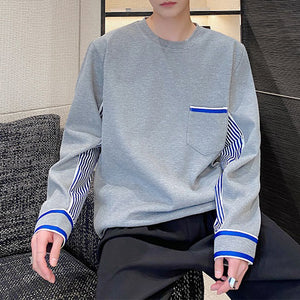 Striped Color Contrast Panel Sweatshirt