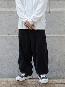 Loose Drawstring Corduroy Trousers