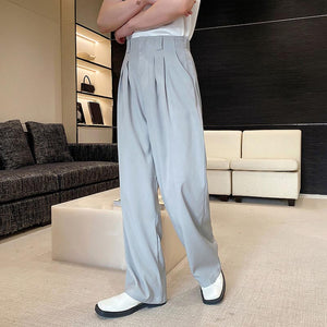 Solid Color Straight Drape Casual Pants