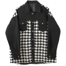 Load image into Gallery viewer, Houndstooth Panel Frayed Lapel Jacket
