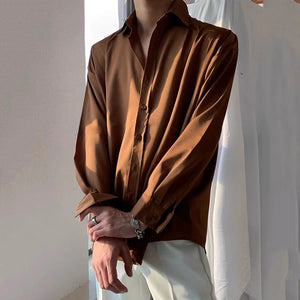 Loose Solid Color Square Collar Casual Shirt