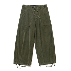 Loose Drawstring Corduroy Trousers