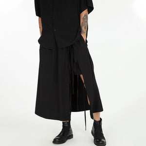 Loose Tie Wide-Leg Culottes