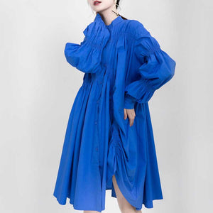 Ruched Balloon Sleeve Shirt Dress