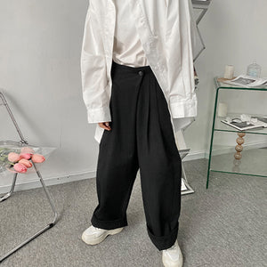 Wide Leg Asymmetric Cropped Casual Pants