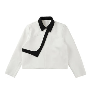 Irregular Contrast Lapel Jacket