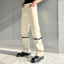 Load image into Gallery viewer, Black Belt Trim Patchwork Casual Pants
