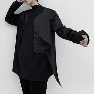 Irregular Stand Collar T-shirt