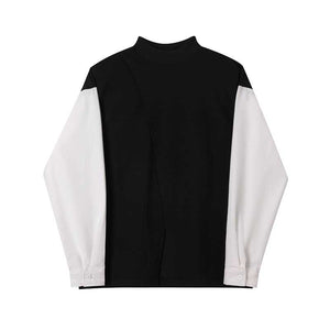 Black And White Contrast Crew Neck Top