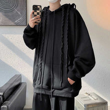 Load image into Gallery viewer, Webbing Embellished Loose Hoodie
