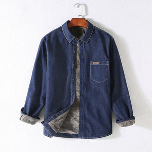 Plush Thick Denim Long Sleeve Shirt