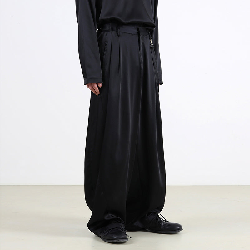 Black Draped Loose Wide Leg Pants