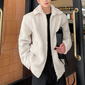 Plush Double Zipper Thickened Loose Jacket