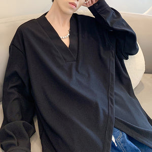 Irregular Split V-Neck Pullover T-Shirt