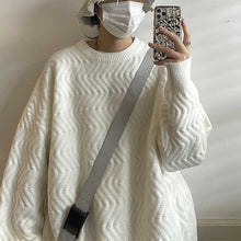 Load image into Gallery viewer, Wavy Crew Neck Solid Color Knit Sweater
