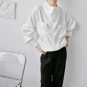 Japanese Minimalist Half Turtleneck Shirt