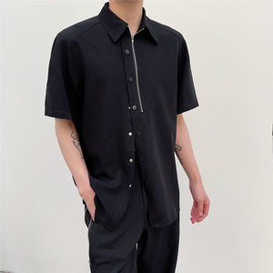 Zip-Place Short Sleeve Shirt Top