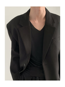 Fake Two Pieces Splicing Shoulder Pads Blazer