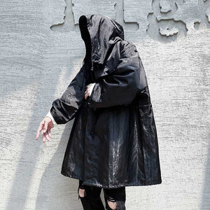 Dark Big Hat Mid-Length Cape Coat